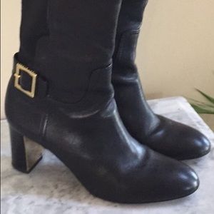 Tory Burch Tall Black Leather with Stretch Backs